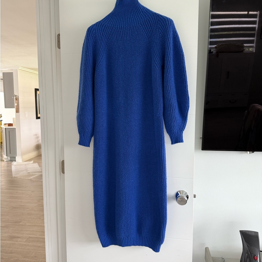 Blue Knit Midi Dress